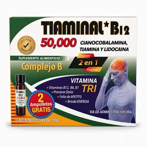 TIAMINAL B12 50,000 Vitamin B12 Complex Liquid Supplement Drink – Energy Support Formula with B Vitamins 10 x 15ml Oral Ampoules