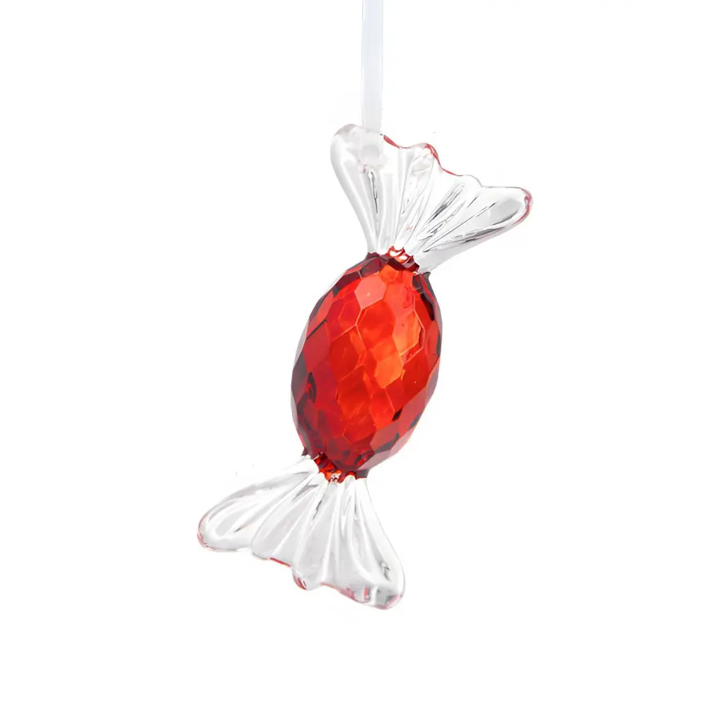 Red Acrylic Wrapped Oval Candy Ornament