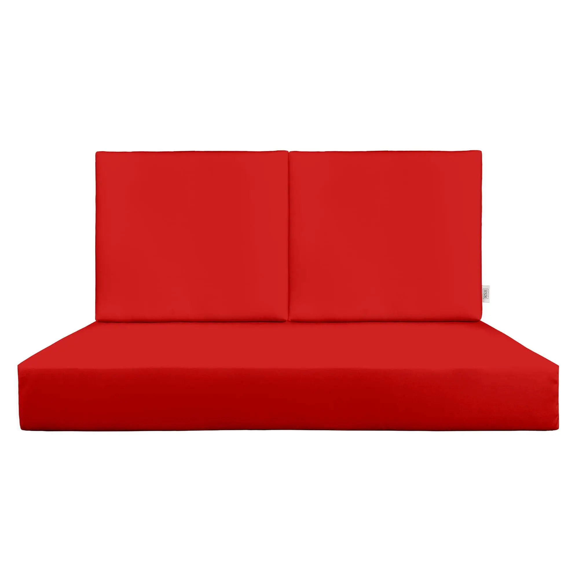 RSH Decor Sunbrella Foam Loveseat Cushion Set for Patio Furniture Outdoor Settee and Back Cushions in Canvas Jockey Red