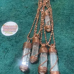 Clear Quartz Master Healer with Copper Ball Necklace for Healing Energy