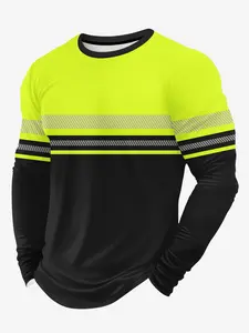 Men's 3D printed long-sleeve T-shirt, breathable casual sportswear, Fitted Design Activewear, essential for fitness in spring and autumn, crew neck top