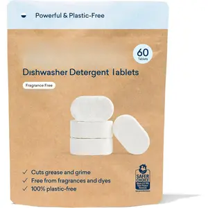 Plastic-Free Dishwasher Detergent Tablets, 60 Count, Unscented  Dishwashing Pods, , Sustainable