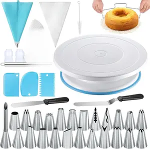 240PCS Cake Decorating Supplies Kits Cake Turntable, 100 Piping Bags 100 Disposable Cupcake Liners 24 Icing Piping Tips 3 Icing Scrapers 2 Spatulas Cake Leveler for Baking Bakeware