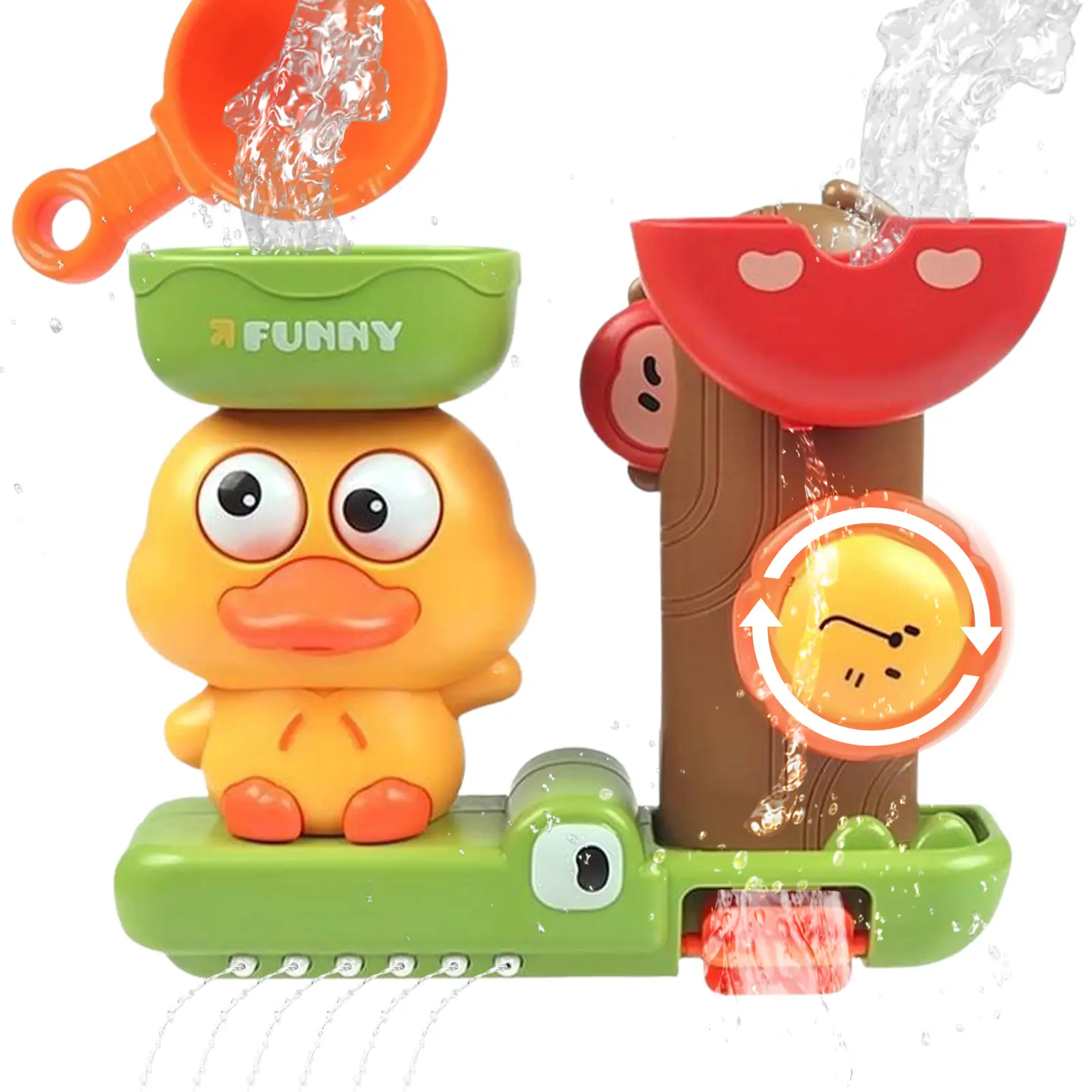 Water wheel turns to music duckling children's bathroom running water wheel playing water shower boys and girls baby bath toys baby bath toys.