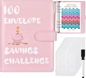 100 Envelopes Challenge Binder Money Savings Challenges Book to Save $5,050 and $10,000 and $500, A5 Money Saving Planner Cash Envelope Budget Binder