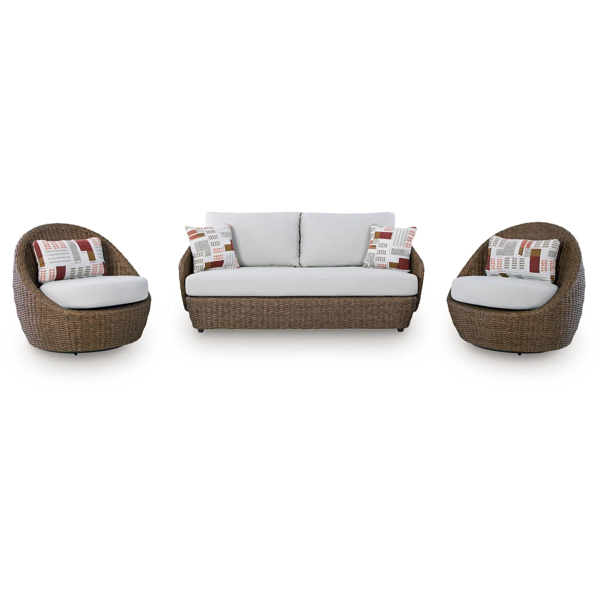 Double Point - Loveseat, Swivel Chairs Set (Set of 3) - Beige Double Point - Loveseat, Swivel Chairs Set (Set of 3) - Beige