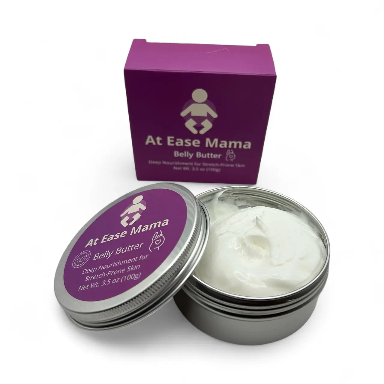 Maternity Nourishing Belly Butter, Vegan Plant-Based Formula with Natural Ingredients, Rich Texture for Stretch Mark Prevention - At Ease Mama Essential, Lavender