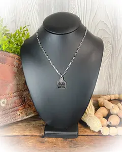 Boot Stitch Cow Tag Necklace