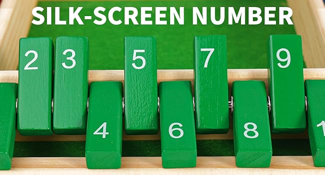 Shut The Box Dice Game,2-4 Player Family Wooden Board Table Math Games for Adults and Kids, 8 Dices Classics Games for Classroom,Home,Party or Pub