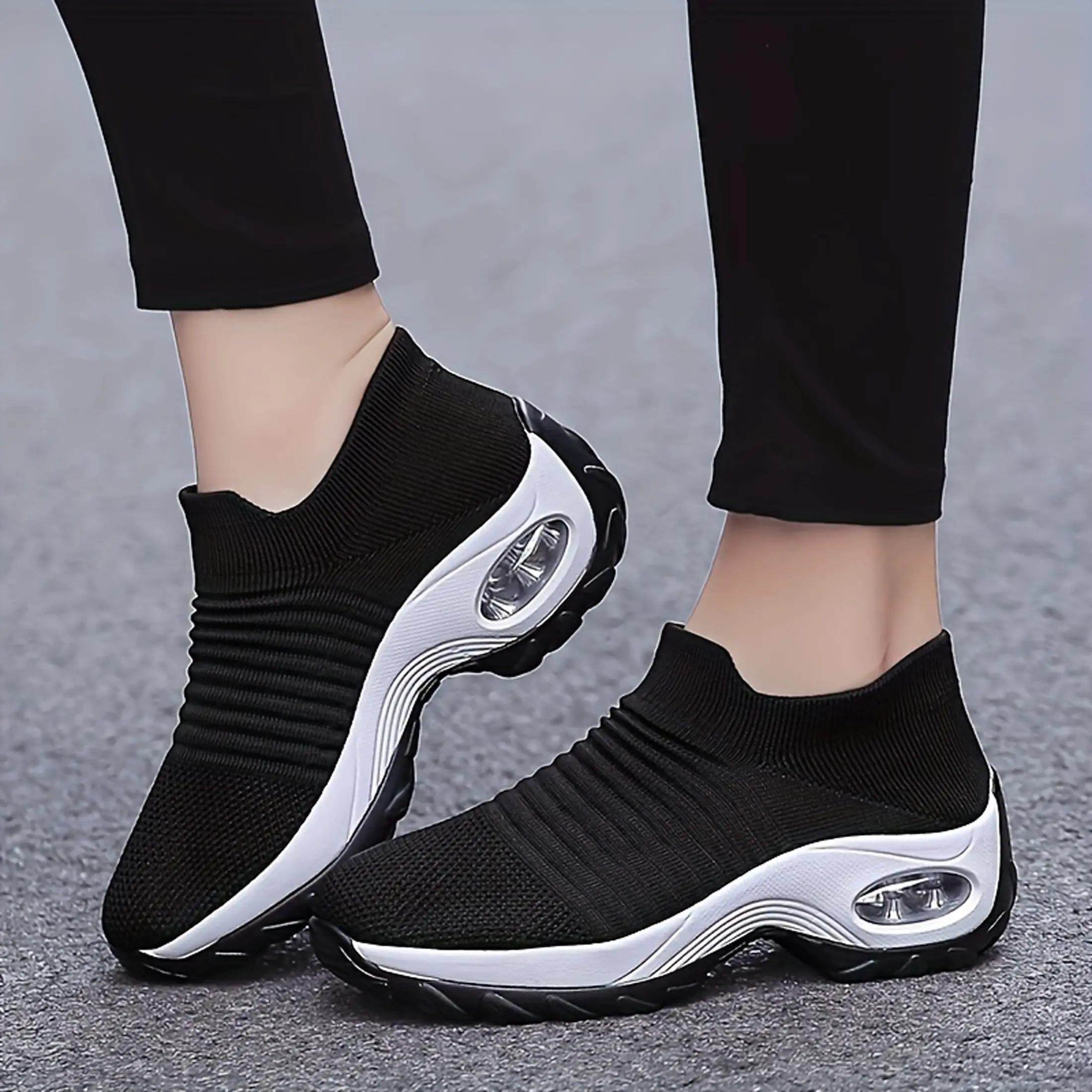 Women's Stylish Knitted Sock Sneakers Air - Cushioned Casual Walking Footwear Indoor Outdoor Shoes