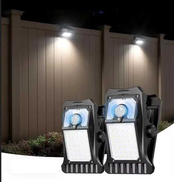 Solar Clip Lights with Motion Sensor,IP65 Waterproof Wireless Security Lighting for Yard, 4-Color Adjustable Outdoor Solar Flashlight with Remote Durable High Lumens