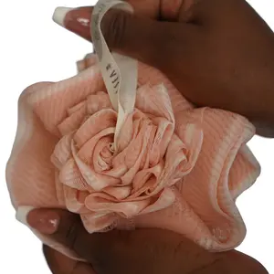 Rose Exfoliating Loofah Bath Ball, Body Scrubber for Keratosis Pilaris, Gentle on Skin, Firm & Durable, Super Sudsy, Factory Direct