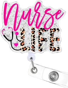 Plifal Nurse Life Badge Reel Holder Retractable with ID Clip for Nurse Nursing Name Tag Card Nursing Student Doctor RN LPN LVN Medical Assistant Work Office Alligator Clip Badge Accessories