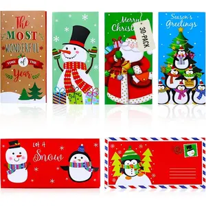 30-Pack Christmas Gift Card Money Holders with Envelopes 3.25x6.25-Inch 6 Festive Designs Holiday Cash Check Holder Party Favors