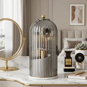 Easter Edition  TikTok Viral Bathroom Organizer with Sliding Lid – Rotating Toothbrush Holder 3 Slots, Makeup Brushes & No-Drill Bathroom Storage, Water-Resistant, Home Must-Have