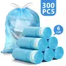 4-Gal Sturdy Blue Plastic Drawstring Trash Bags Pack, Unscented Waterproof 15.7lb Capacity Household Bin Liners (300-Count) for Bathroom, Kitchen Home Care Supplies