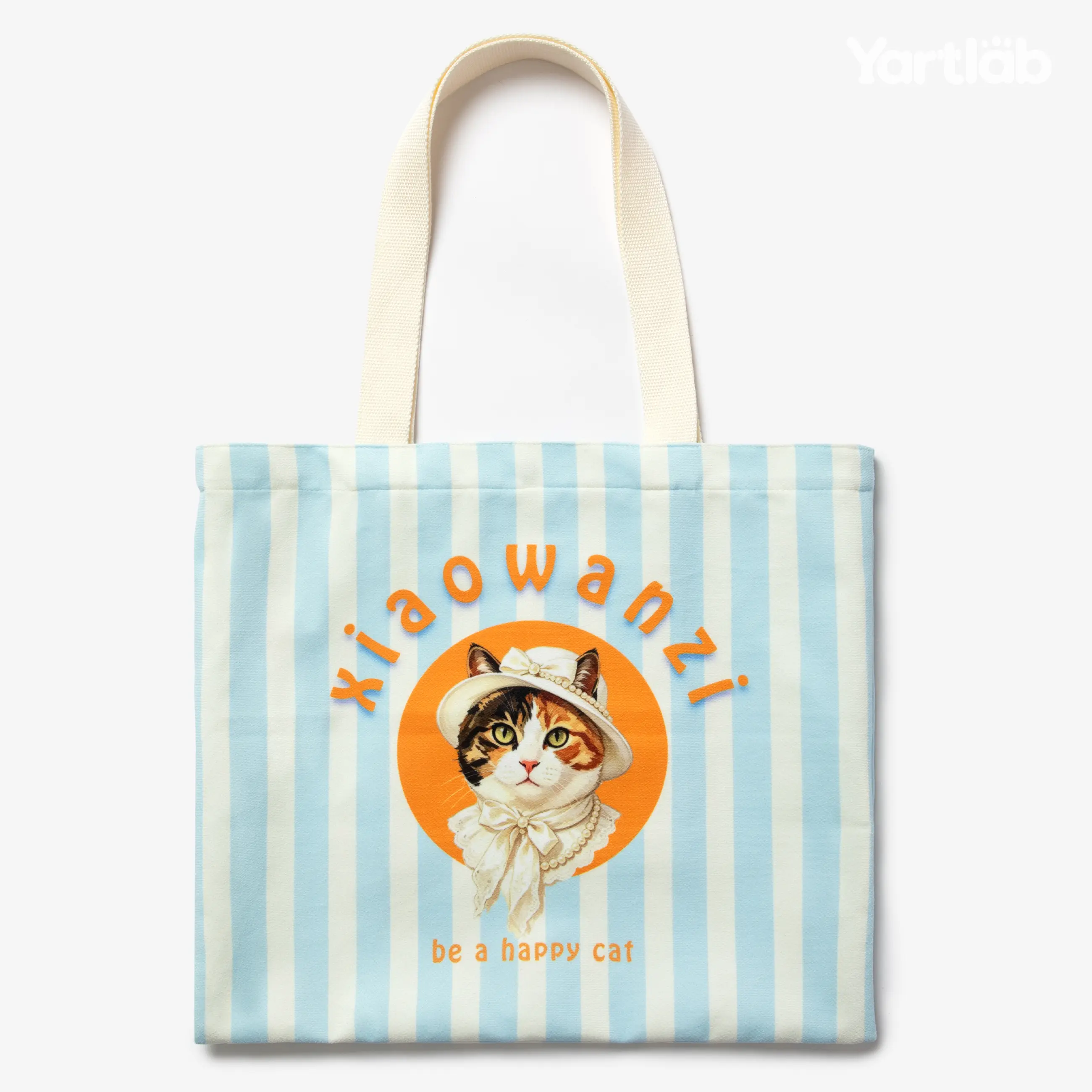 Yartlab Custom Pet Photo Canvas Tote Bag Personalized Pet Name Print Reusable Shoulder Handbag with Inner Pocket & Snap Button 18x16 Inch