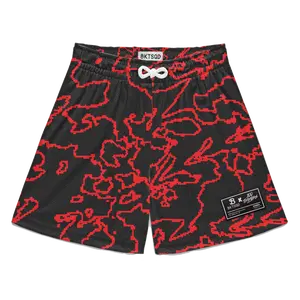 100 THIEVES RED BLACK GEO YOUTH SHORTS