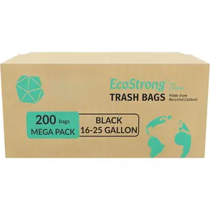 EcoStrong 16-25 Gallon Trash Bags | 200 Count Bulk | Black |  | Made from Recycled Material