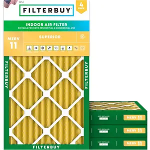 Filterbuy 24x36x2 Air Filter (4-Pack), Pleated MERV 11 Allergen Defense HVAC AC Furnace Air Filters (Actual Size: 23.75 x 35.75 x 1.75 Inches)