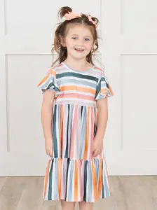 Coastal Tide Tiered Stripe Ruffle Dress