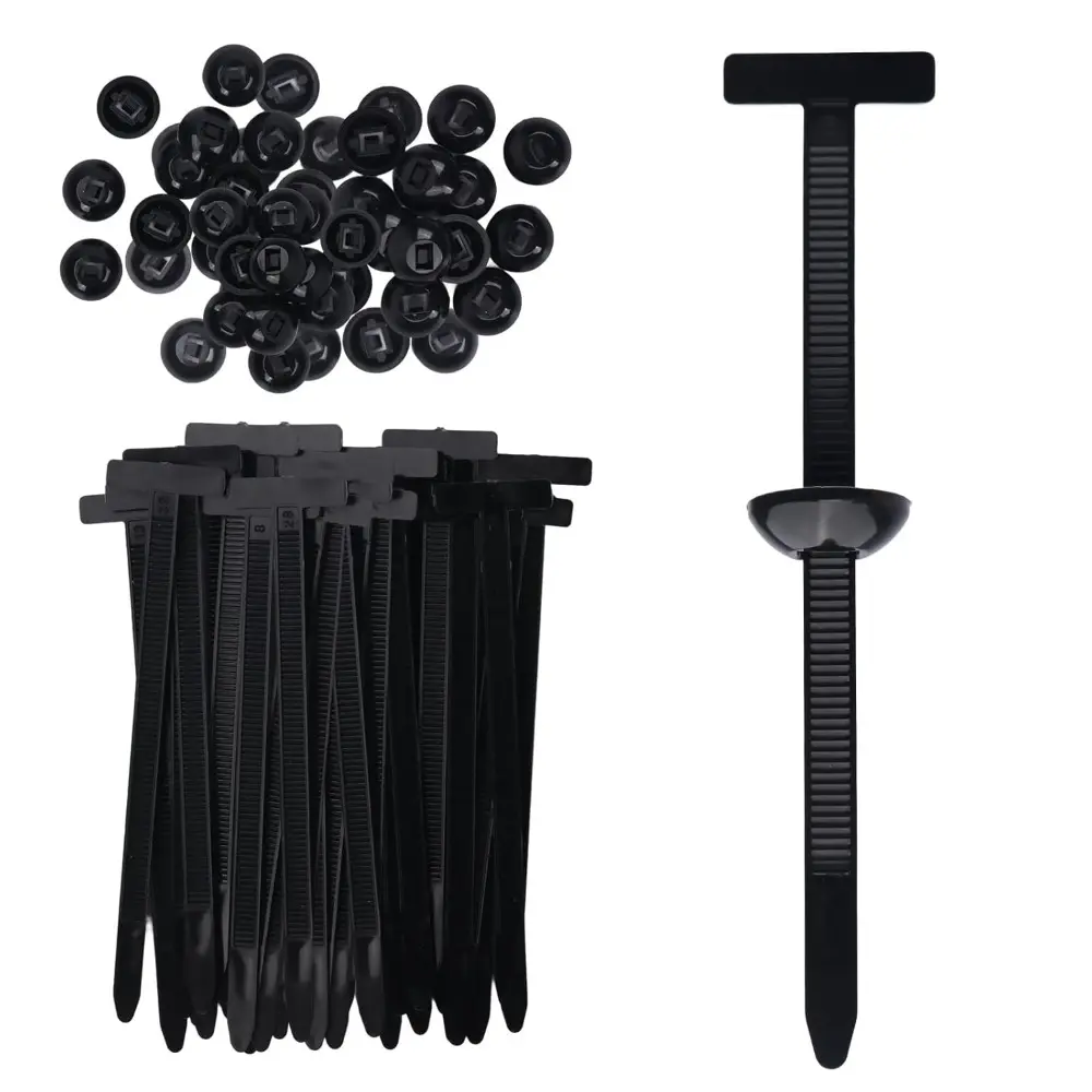 100-Piece Nylon Universal Zip Tie Clips for Car - Self-Locking Pin & Button Design, Compact, Portable, Easy Quick Install, UV-Resistant Material, Long-Lasting Stability Fasteners for Car Repair, 100-Piece Zip Tie Clips
