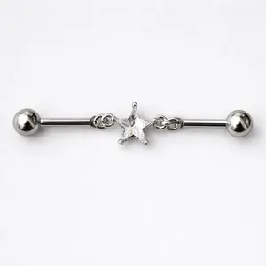 Stainless Steel Prong Set Star Chain Industrial Barbell
