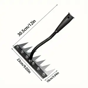 Durable Steel Weeding Rake with Detachable Handle 7 Sharp Tines Heavy-Duty Agricultural Tool for Efficient Weed Removal & Soil Loosening Lightweight Portable