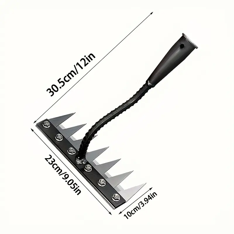 Durable Steel Weeding Rake with Detachable Handle 7 Sharp Tines Heavy-Duty Agricultural Tool for Efficient Weed Removal & Soil Loosening Lightweight Portable