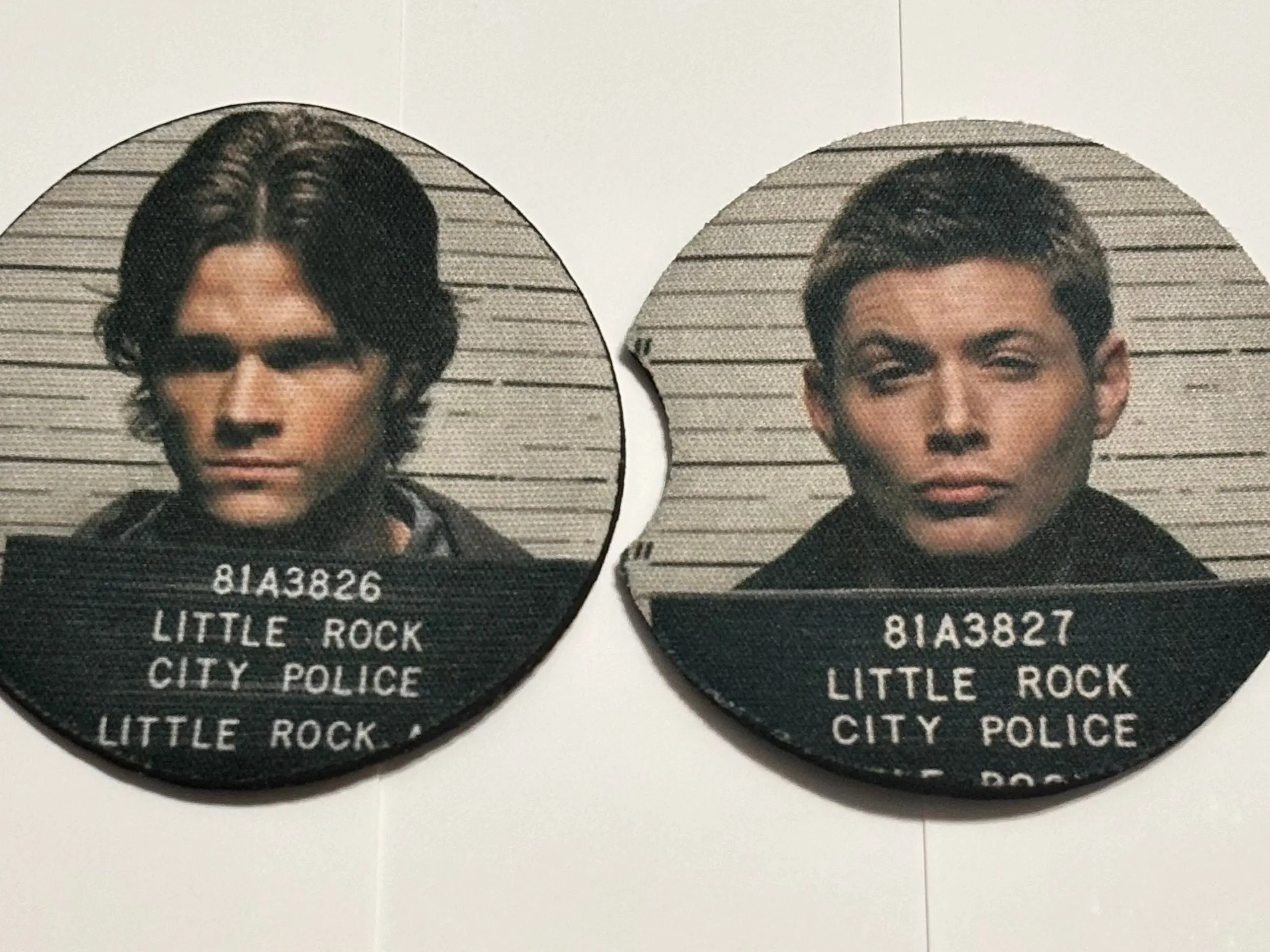 Brother Duo Mugshot Soapstone Car Coaster Set of 2 – Funny Paranormal Hunter Inspired Cup Holder Inserts, Absorbent Auto Interior Decor Gift #CarCoasters #FunnyCarAccessories #ParanormalStyle #AutoDecor #GiftForDrivers