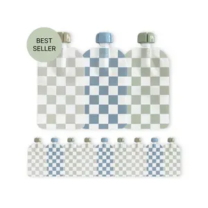 Reusable Food Pouches (Checkered) - Set of 12