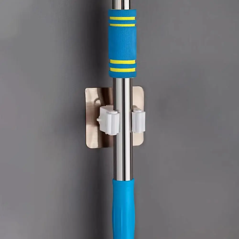 Punch-free Mop Hook, 1 Count Self Adhesive Broom Holder Hook, Multifunctional Storage Hook for Home Bathroom, Home Organizers, Room Accessories, Home