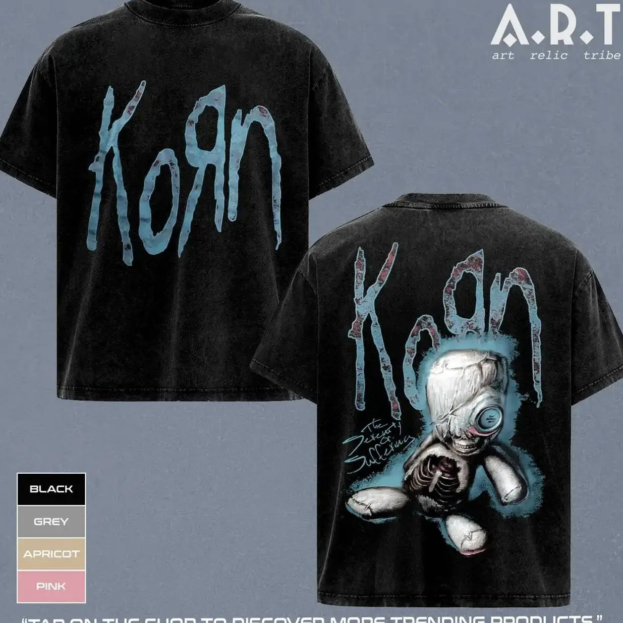Korn Tee Wash, The Serenity Of Suffering Doll Vintage Washed Shirt, Nu Metal Band T-Shirt, Oversize Unisex Nu Metal Dark Gothic Rock Streetwear T Shirt Top Outfit 6ZS