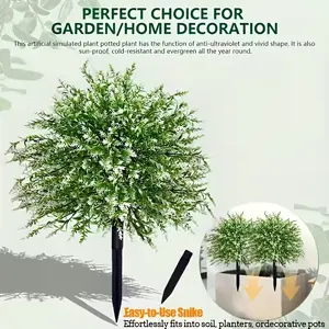 Artificial Lavender Plant with Ground Stake, Realistic Branches, UV Resistant Fake Bush, Indoor Outdoor Decoration Artificial Flower, Fake Greenery Shrubs