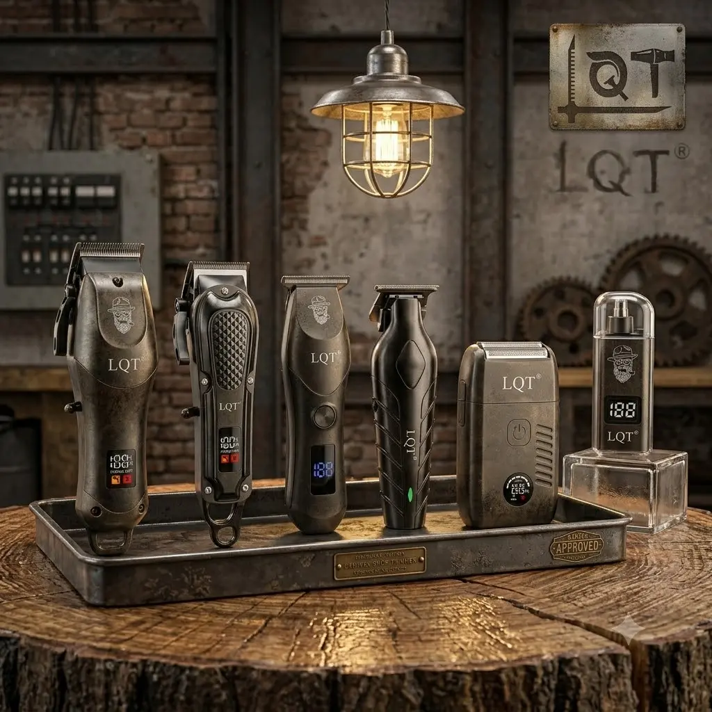 LQT 6-in-1 Adjustable Barber Kit for Men, Professional Haircut Kits with Nose Hair Trimmer & Complete Accessories, Rechargeable with LED Display, Foil Shaver, Barber Equipment, Cleaning Tools campingessentials