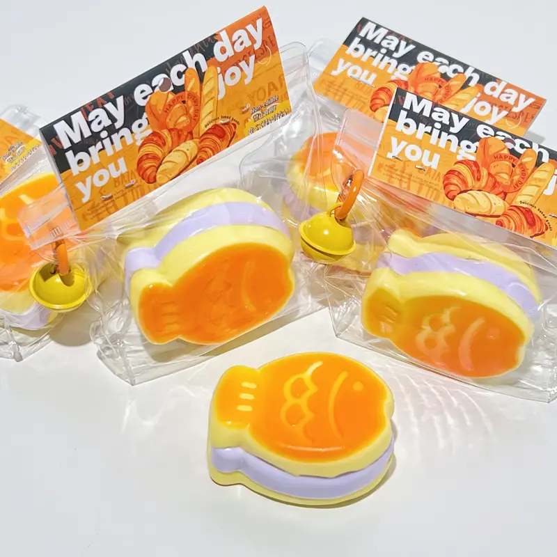 【Buy 3 Get 1 Free】Food-Grade Silicone Slow-Rising Squishies Toys, Braised Taro Paste & Sea Bream Theme Fun Stress Relief Washable Sensory Toys, Handmade Texture, Non-Toxic, Holidays Fidget Gift, Cute Decor for Any Shelf (12+ Age Suitable)