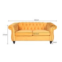 Yellow Velvet 2 Seater Tufted Sofa