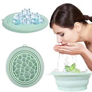 Facial Ice Bowl with Ice Tray, Silicone Facial Ice Bath Bowl for Pore Constriction, Promotes Circulation, Tightens Skin, Easy Storage and Carry, Facial Care Tool