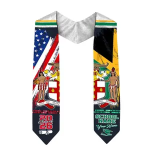 Custom Graduation Stole Class of 2026 Printed Sash, Personalized Name School Stole, Heritage Flag Style Graduation Gift
