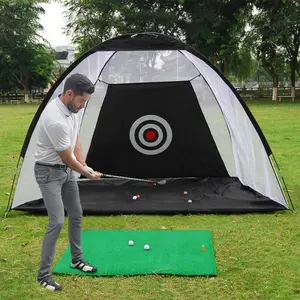 Golf Practice Net Tent with Target Sheet & Polyester Floor for Outdoor Training Black/Green 210D Oxford Net 200cm Width 1350mm Height