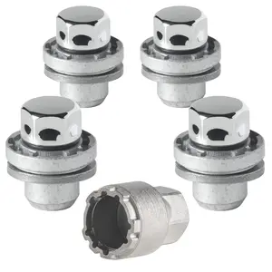 Toyota Highlander 2014-2026 Wheel-Locks Lug nut  Kit M12 X 1.5 Thread Size - Set of 4 Lug Nuts + 1 Key - Farad GalaxyLock 382/M Chromed