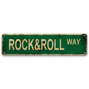 Rock & Roll Way Metal Sign, 1 Count Vintage Metal Sign, Wall Decor for Home, Bar, Cafe, Garage, Home Decor, Room Decor, Party Supplies