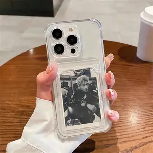 Transparent Card Slot Flexible Silicone TPU Wallet Protective Cover, Shockproof Cellphone Case for iPhone 15,14,13,12,11 Pro Max,X,XS - Multi-Model Mobile Device Accessories
