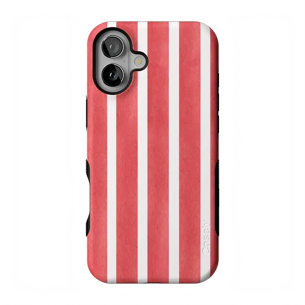 Casely iPhone 16 Plus Case | East Coast Summer | Red Stripes | Bold Protective Design | Compatible with MagSafe