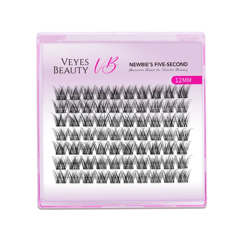 VEYESBEAUTY LuxeBold 10mm-18mm Cluster Lash Single Length Invisible Band Wispy Lightweight Softness Weightless Makeup Eyelash Extensions