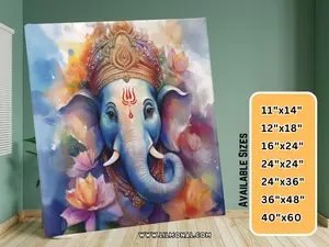Lord Ganesh Canvas Wall Art – Spiritual Hindu God Decor for Home & Bedroom