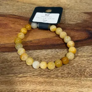 Natural Yellow Jade 8mm Beaded Stretch Bracelet | Yellow Gemstone Bracelet