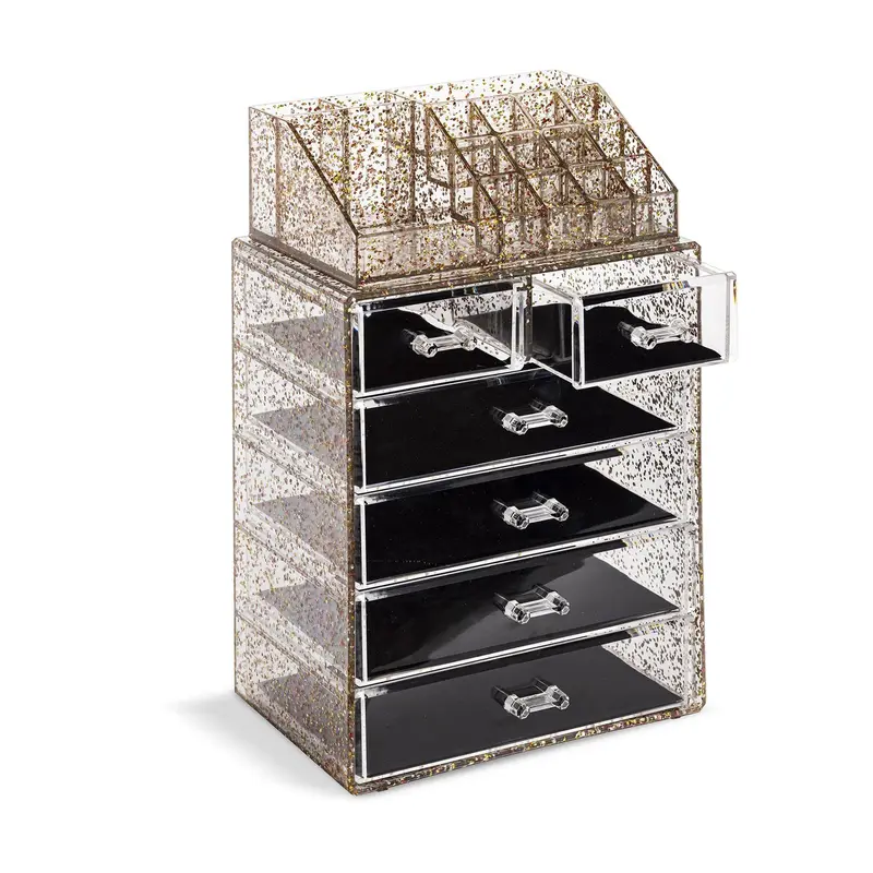 slim fit dress slacks Pearl Black Metallic Finish Dresser 1Pc 9 Drawers Silver Glitter Trim  Modern Bedroom Furniture Black Bedroom Contemporary,Glam,Modern Wood