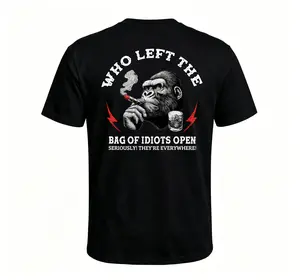 Monkeysober Pure Cotton Men's Suitable For All Seasons Who Left The Bag Of Idiots Open Funny Sarcastic Monkey T-shirt