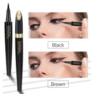 Hello Kiss Aqua Liquid Eyeliner Pen, Waterproof Eyeliner Pencil, Long-Wearing, Smudge-Proof, Brush Gentle, Ultra-Smooth, Eyeliner Pen, Vegan Formula,Ultra-Fine Nib, Matte Black and Brown Color, Eye Makeup Cosmetic